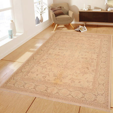handmade Traditional Kafkaz Chobi Ziegler Tan Brown Hand Knotted RECTANGLE 100% WOOL area rug 8 x 11